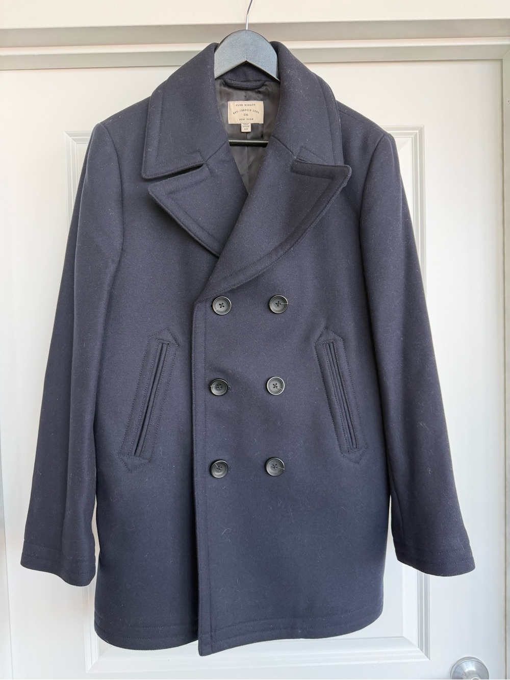 Club Monaco Navy Double-Breasted Wool Peacoat